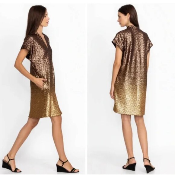 Johnny Was Sequin Gold Alma Dress NWT in Golden Brown XS - Picture 2 of 16